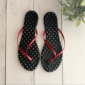 LC Lauren Conrad Navy Blue Polka Dot Flip Flops